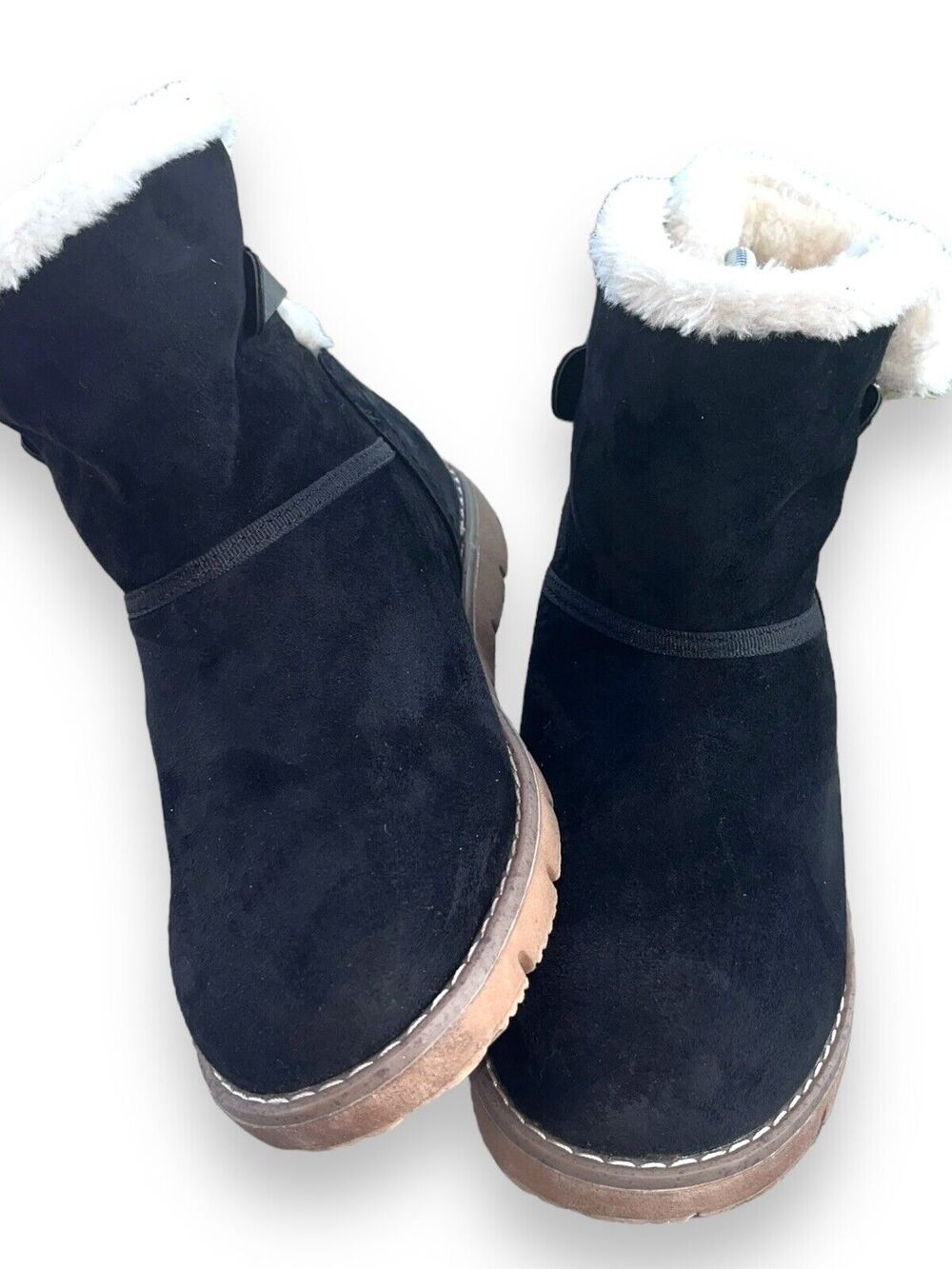 Tom Tailor Ankle Boots Womens Black Suede Fleece Lined Size 39 EU Size 8 US